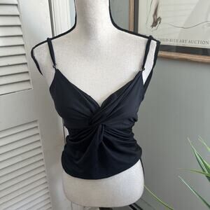 Kiki Riki Top Womens *XS Black Dainty Strappy V-Neck Fitted Tank Coquette Club